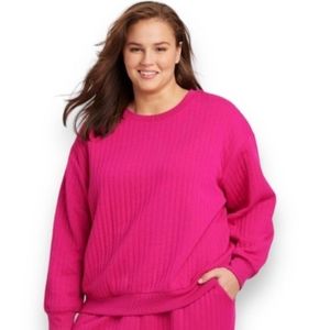 Quilted Crewneck Pullover Sweatshirt